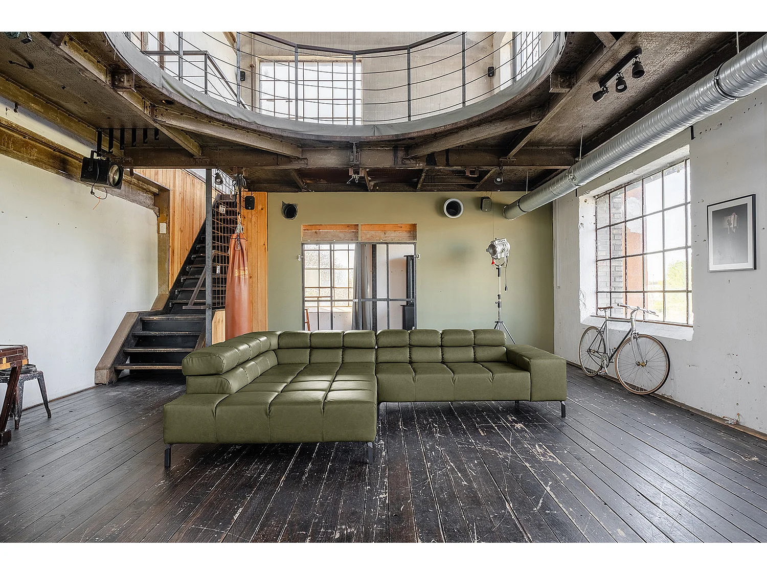 Divano angolare - verde pelle - NELSON