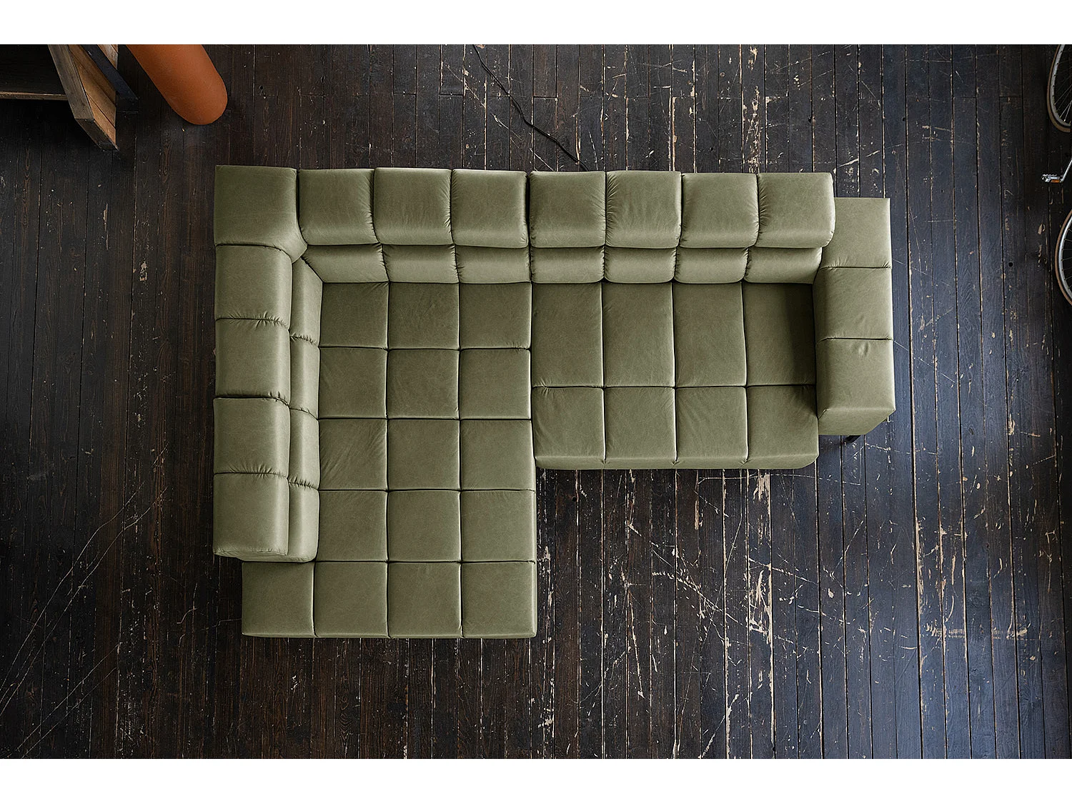 Divano angolare - verde pelle - NELSON