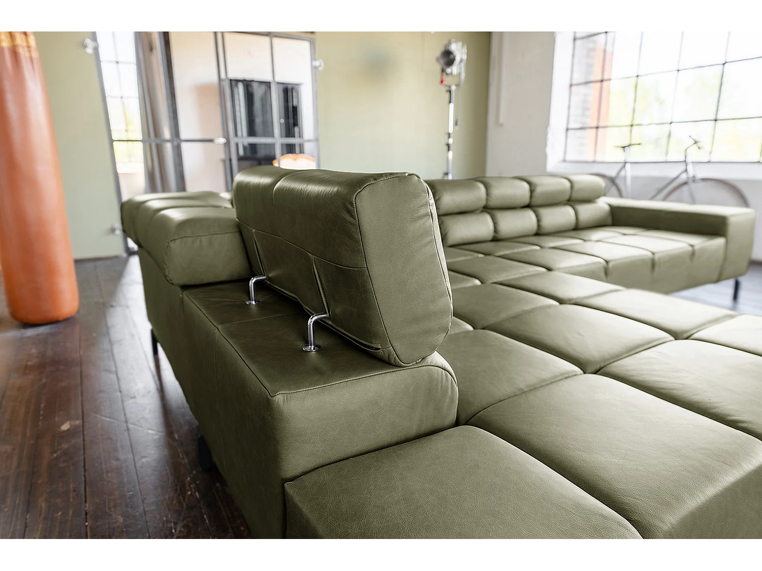 Divano angolare - verde pelle - NELSON