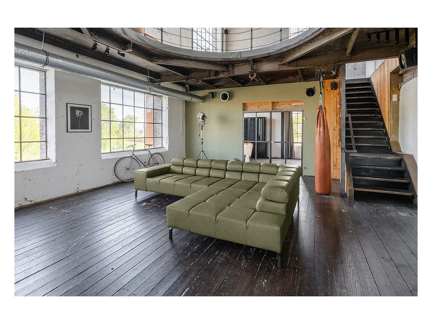 Ecksofa - Grün Leder - NELSON