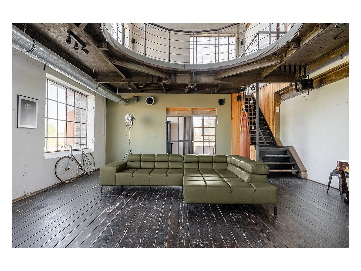 Ecksofa - Grün Leder - NELSON