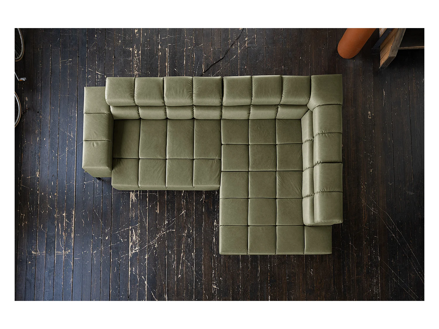 Ecksofa - Grün Leder - NELSON