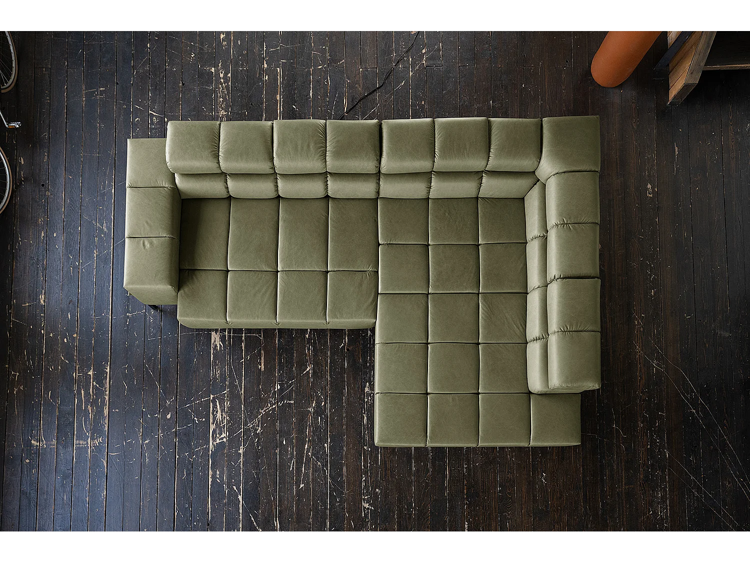 Canapé d'angle - Vert cuir - NELSON