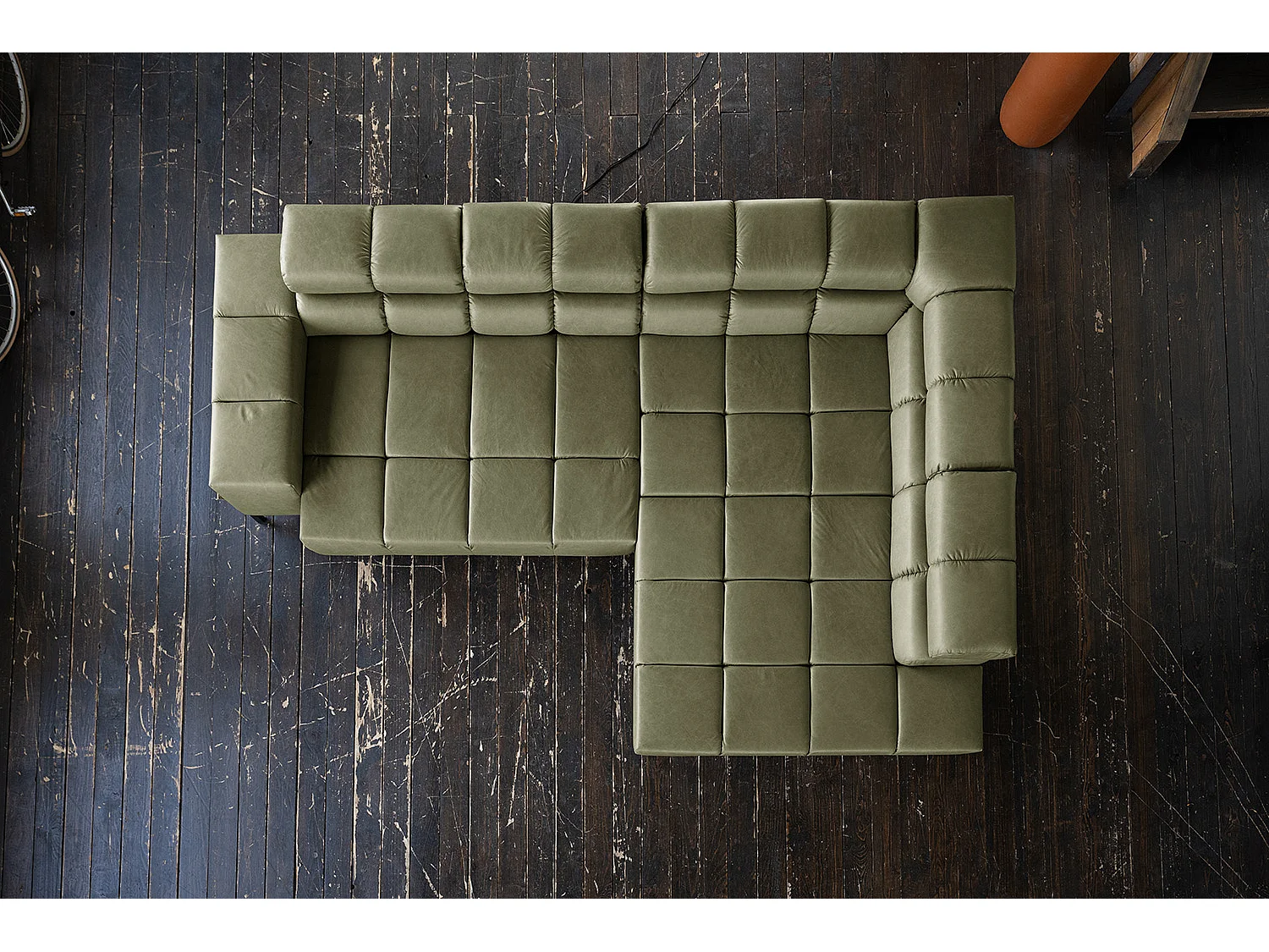 Divano angolare - verde pelle - NELSON