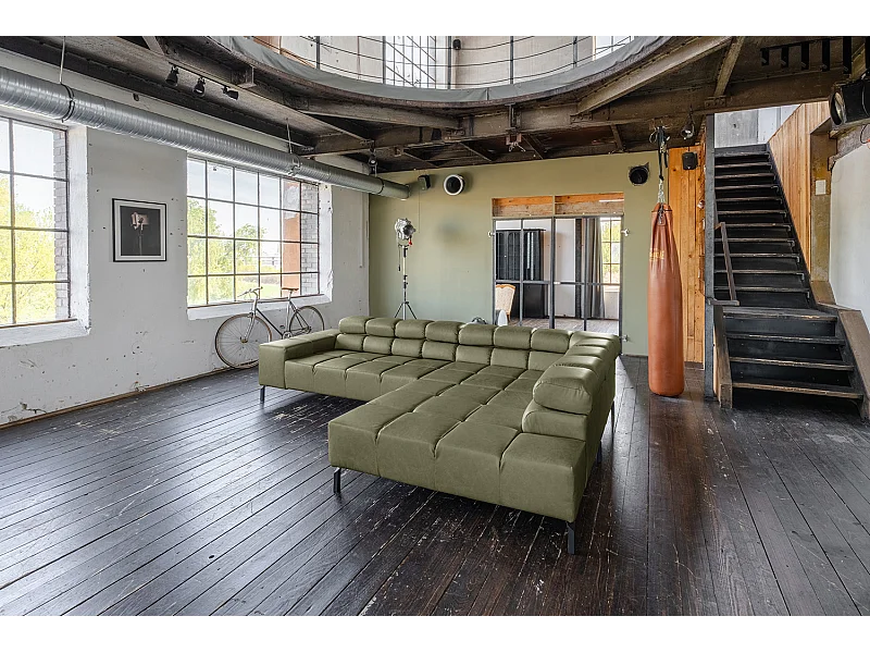 Ecksofa - Grün Leder - NELSON