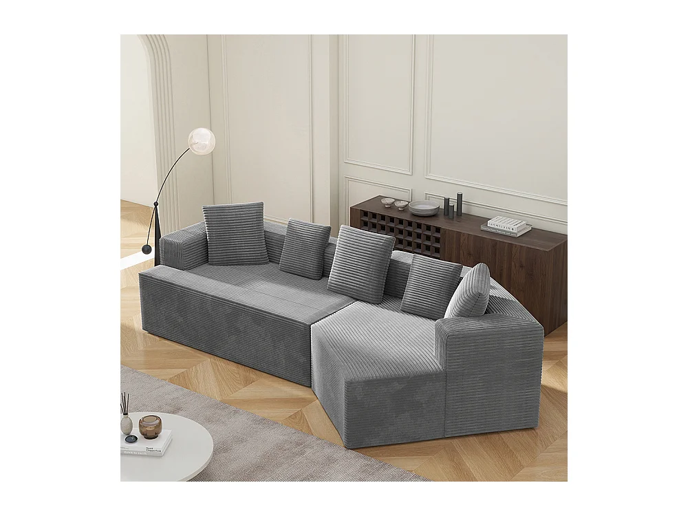 Canapé 3 places en tissu avec nuages Canapé combiné canapé modulaire emballage entièrement compressé sans montage gris