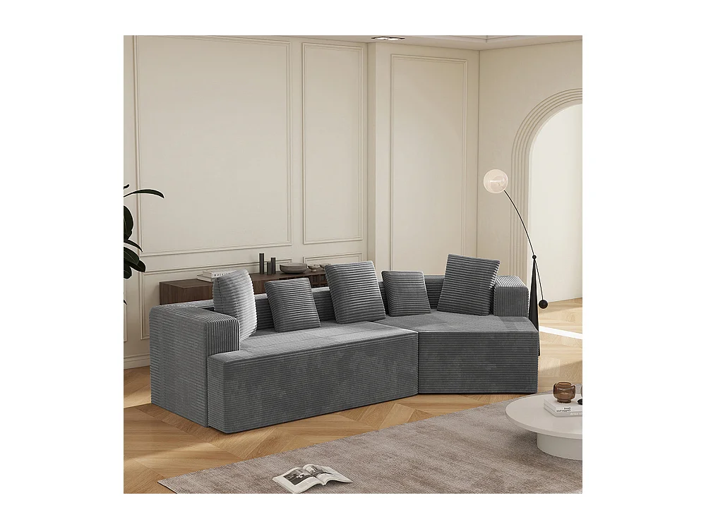 Canapé 3 places en tissu avec nuages Canapé combiné canapé modulaire emballage entièrement compressé sans montage gris