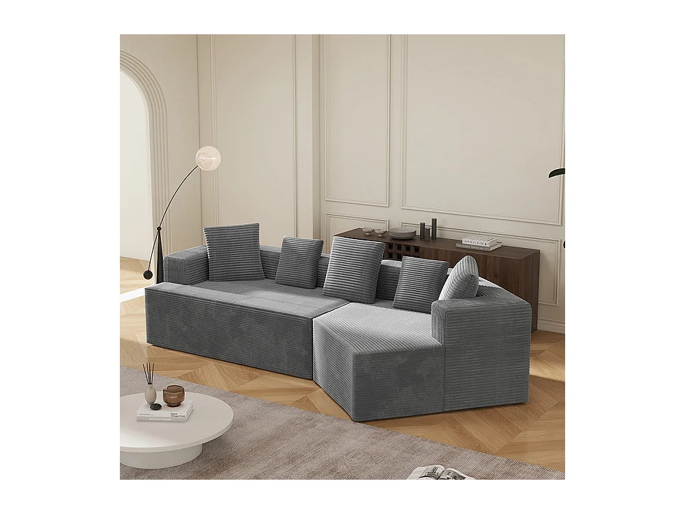 Canapé 3 places en tissu avec nuages Canapé combiné canapé modulaire emballage entièrement compressé sans montage gris