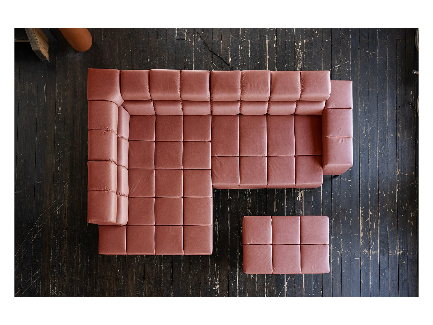 Canapé d'angle - Rouge cuir - NELSON