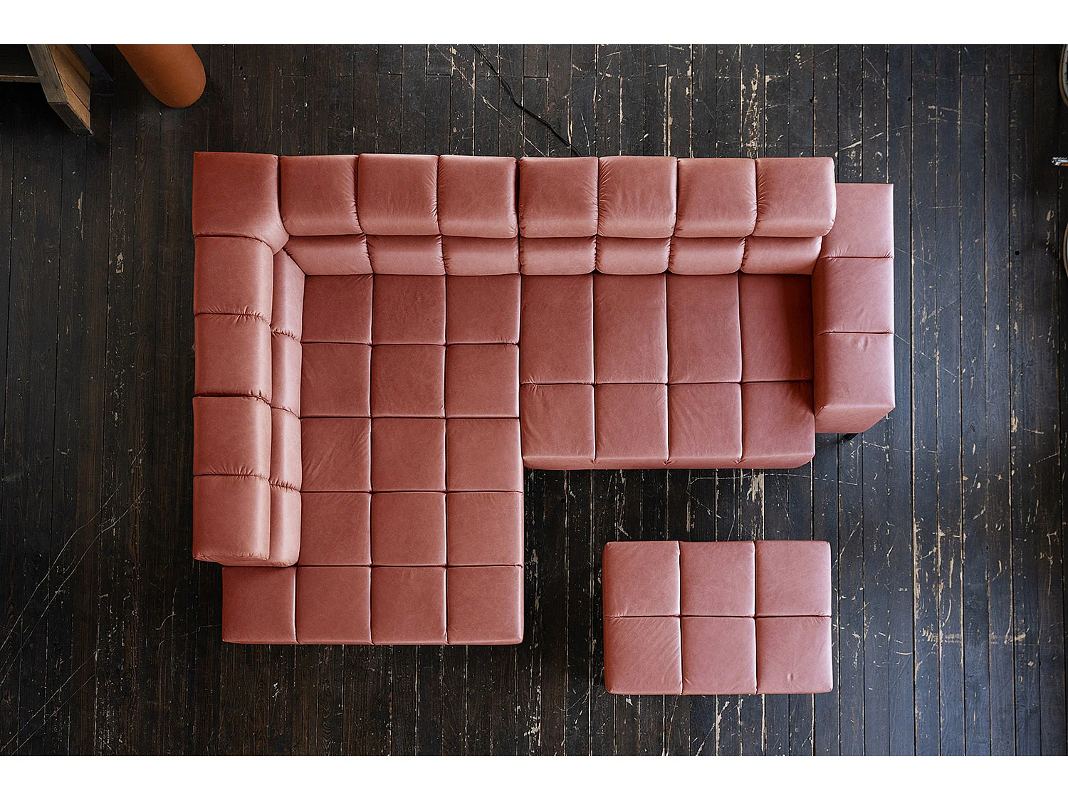 Ecksofa - Rot Leder - NELSON