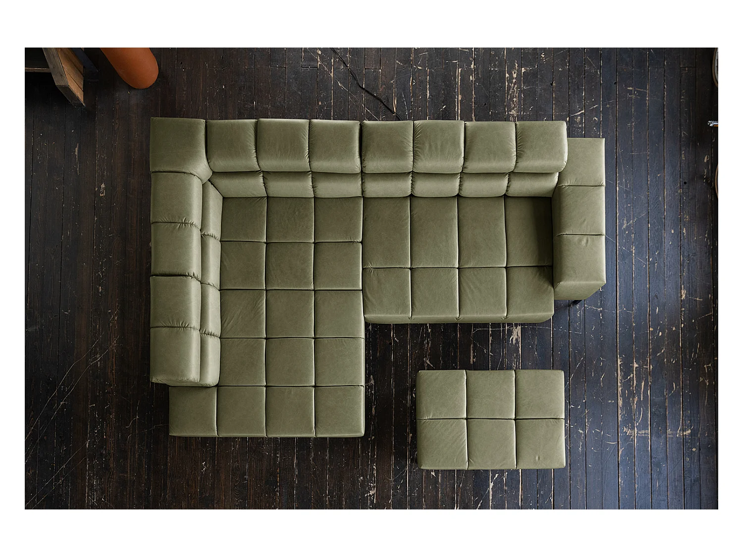 Ecksofa - Grün Leder - NELSON