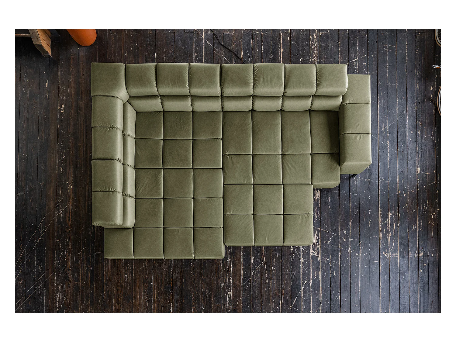 Ecksofa - Grün Leder - NELSON