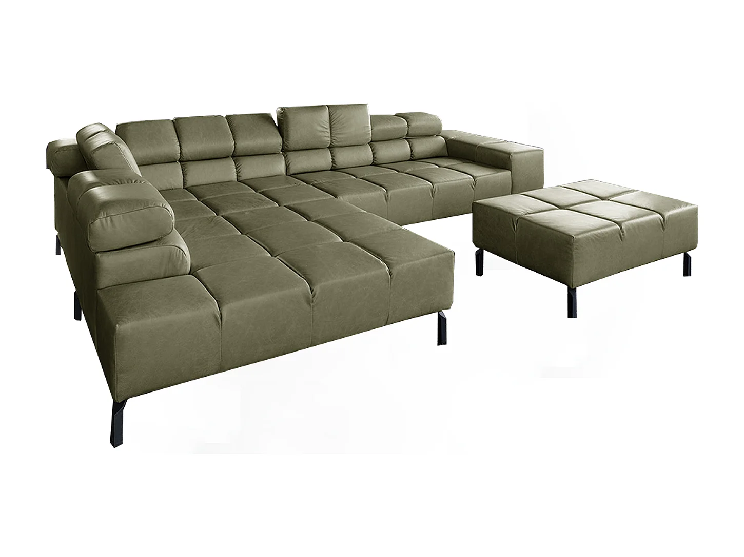 Ecksofa - Grün Leder - NELSON