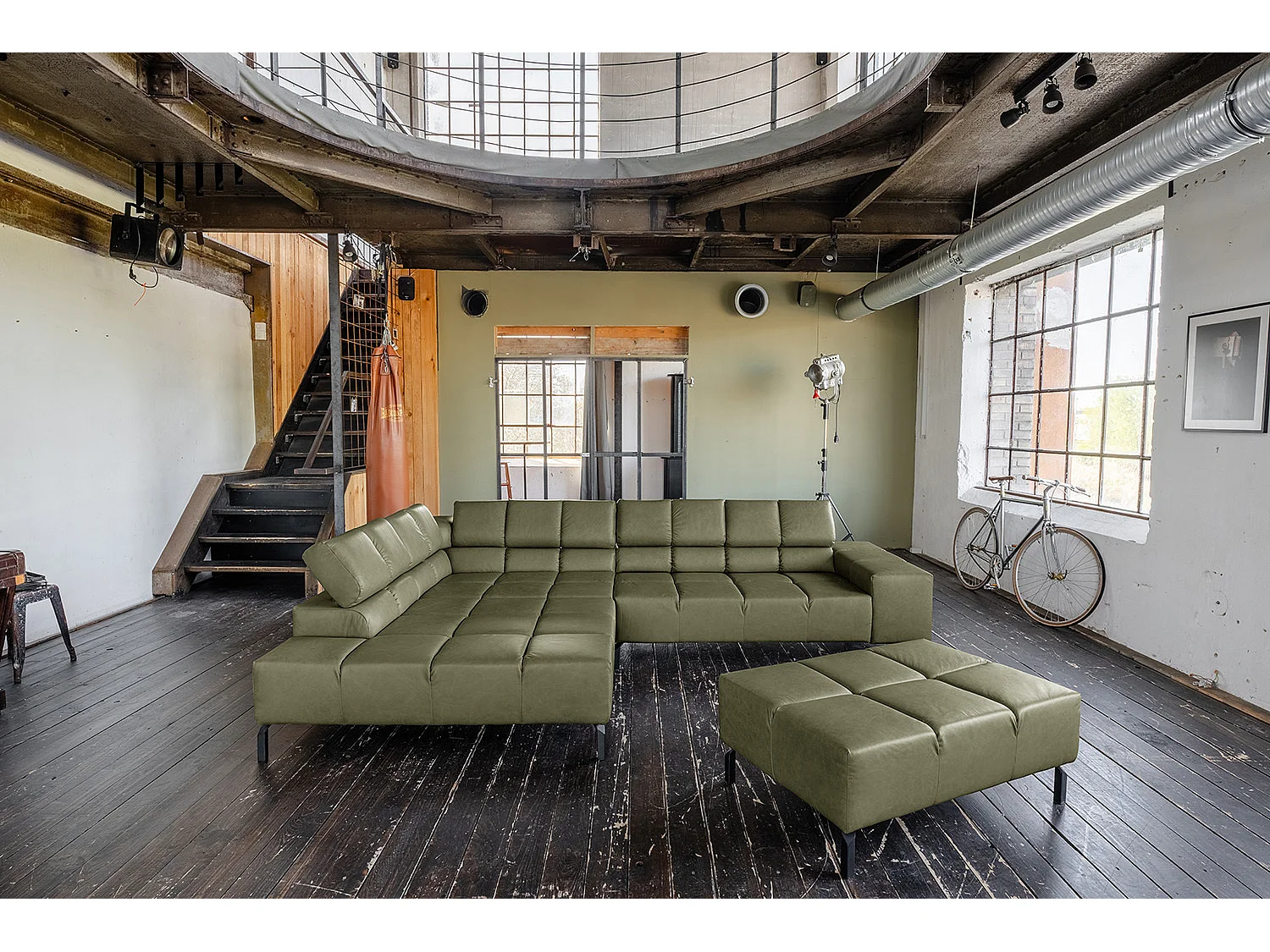 Ecksofa - Grün Leder - NELSON