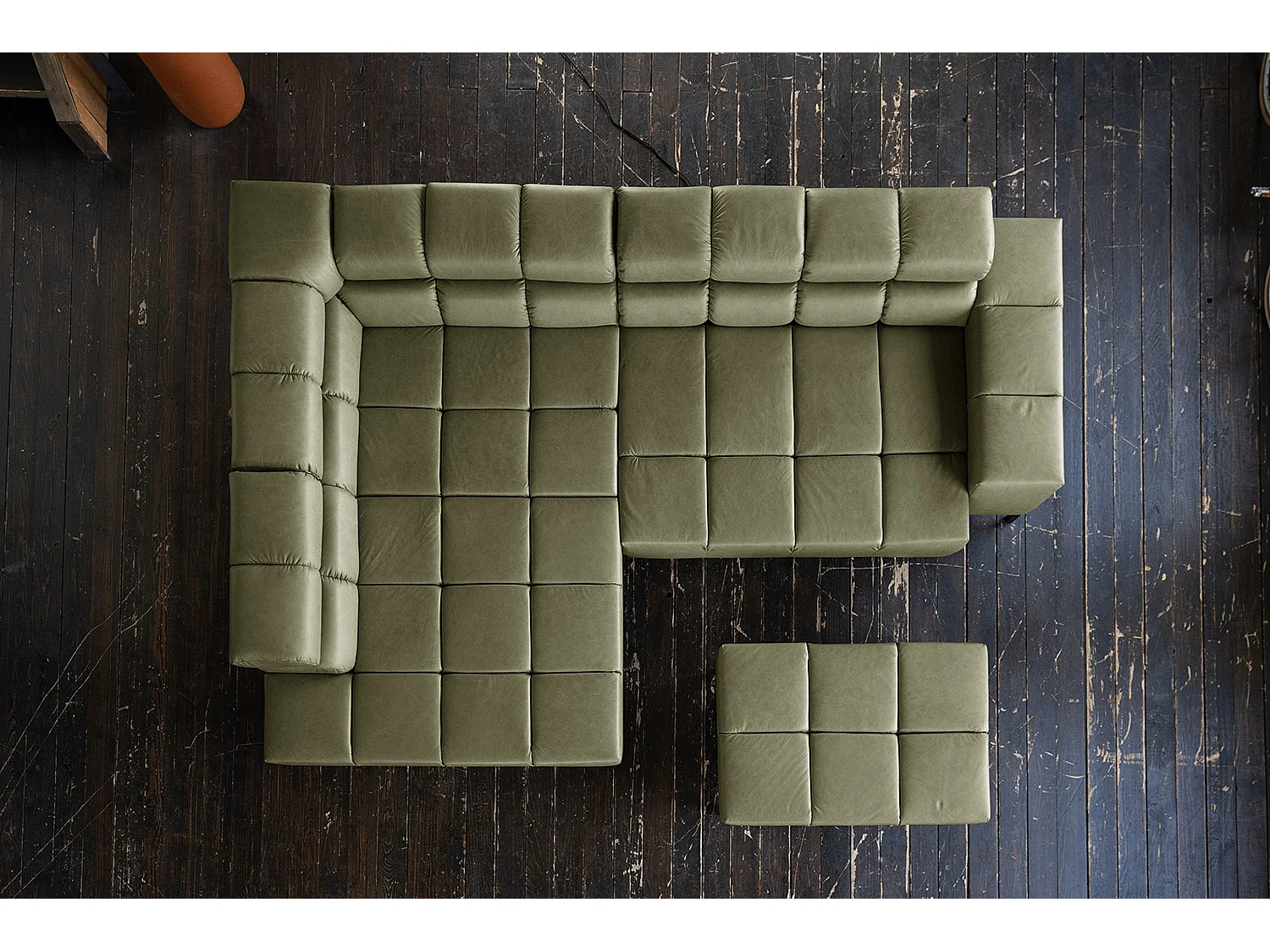 Canapé d'angle - Vert cuir - NELSON
