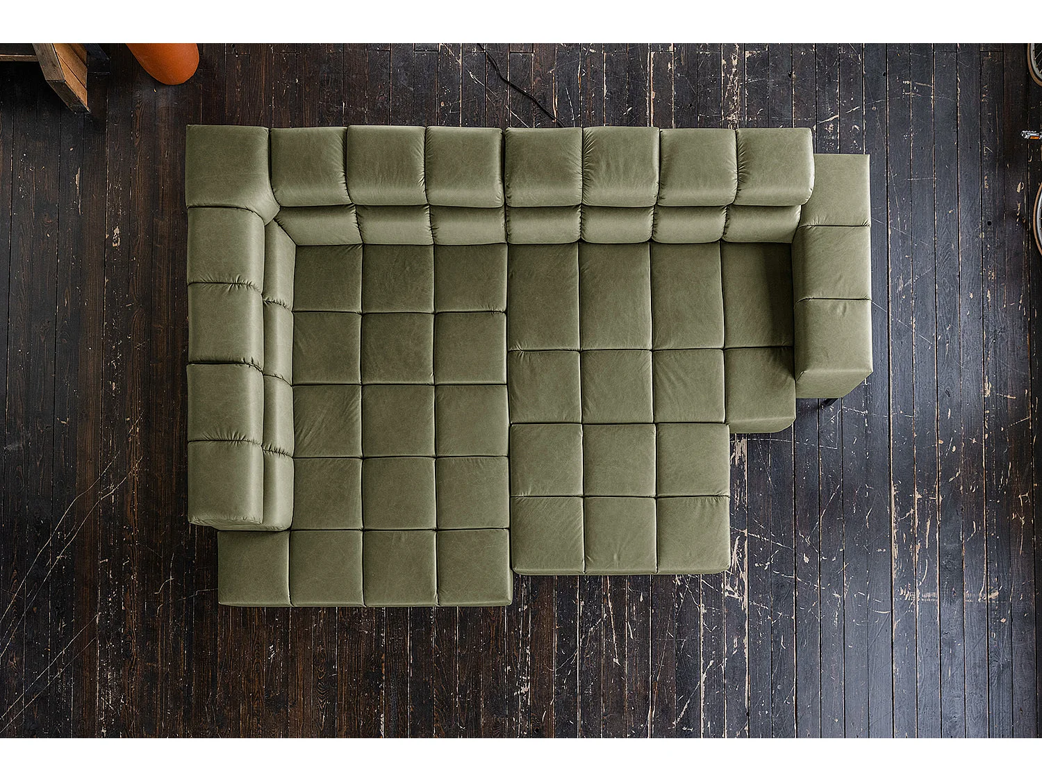 Canapé d'angle - Vert cuir - NELSON