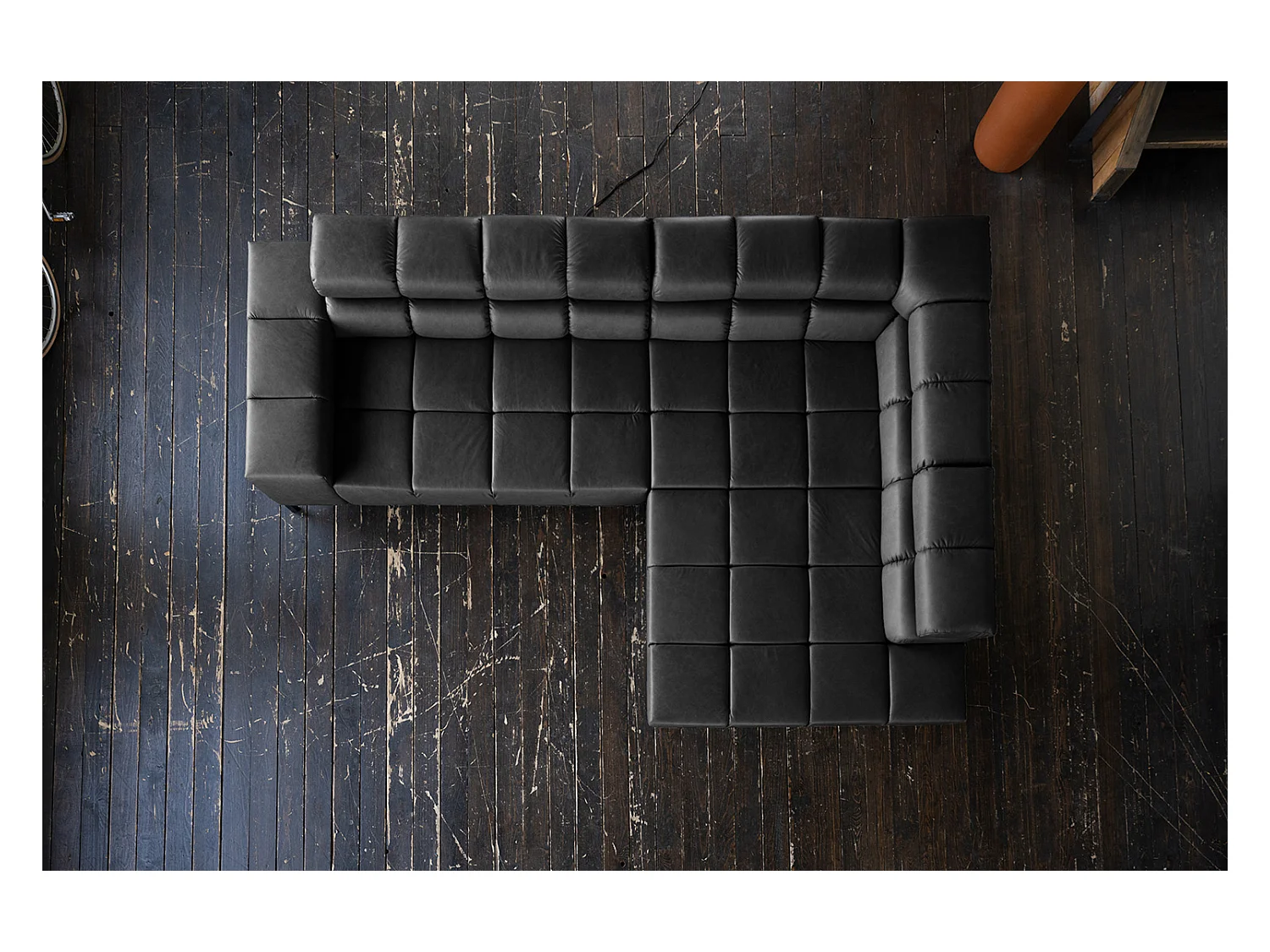 Hoekbank - Zwart Leer - NELSON