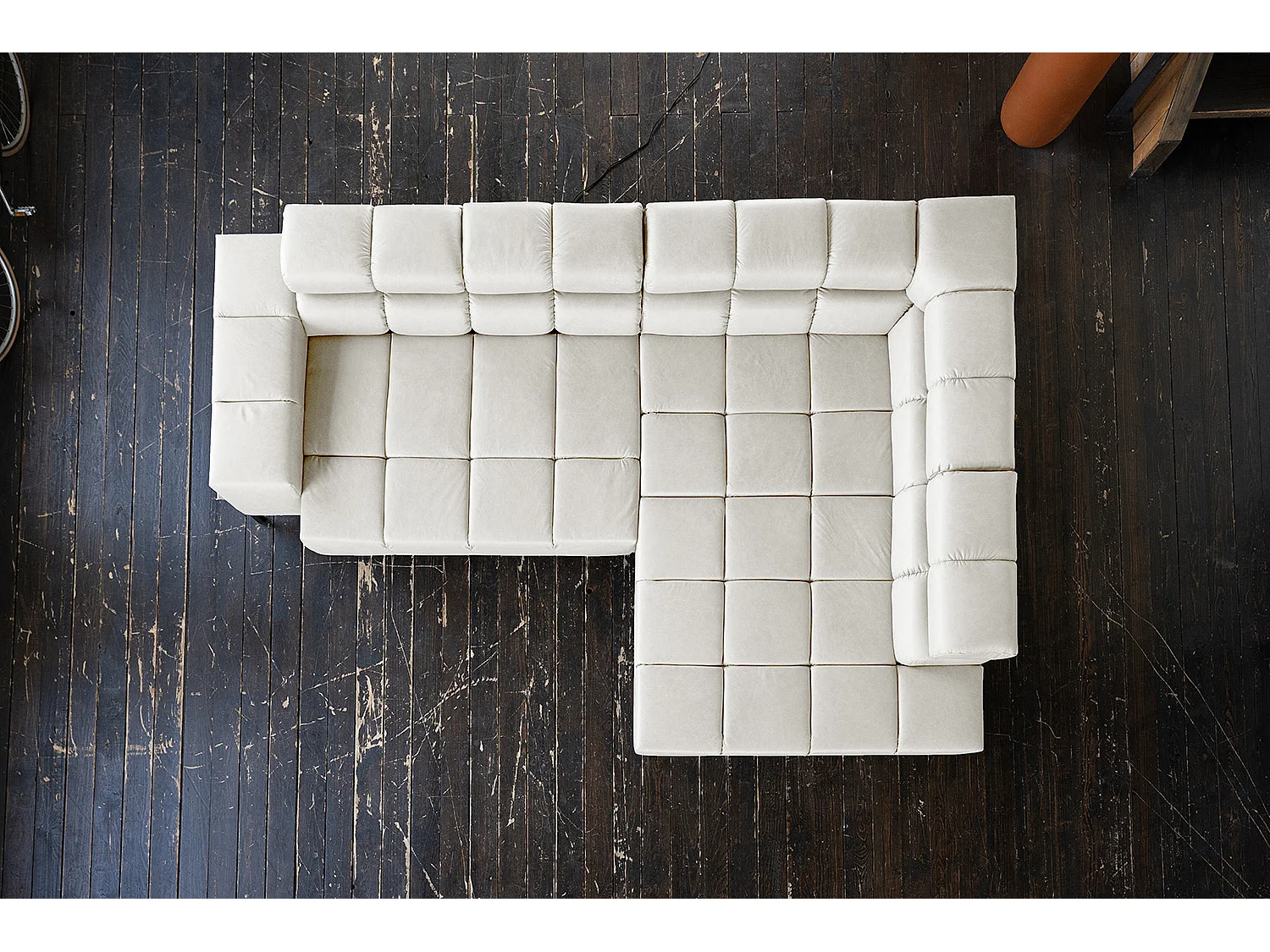 Ecksofa - Hellgrau Leder - NELSON