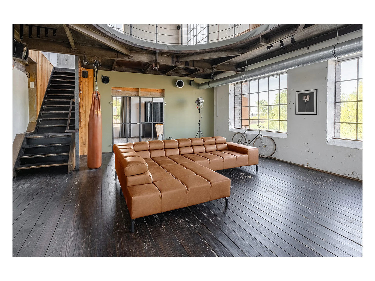 Ecksofa - Braun Leder - NELSON