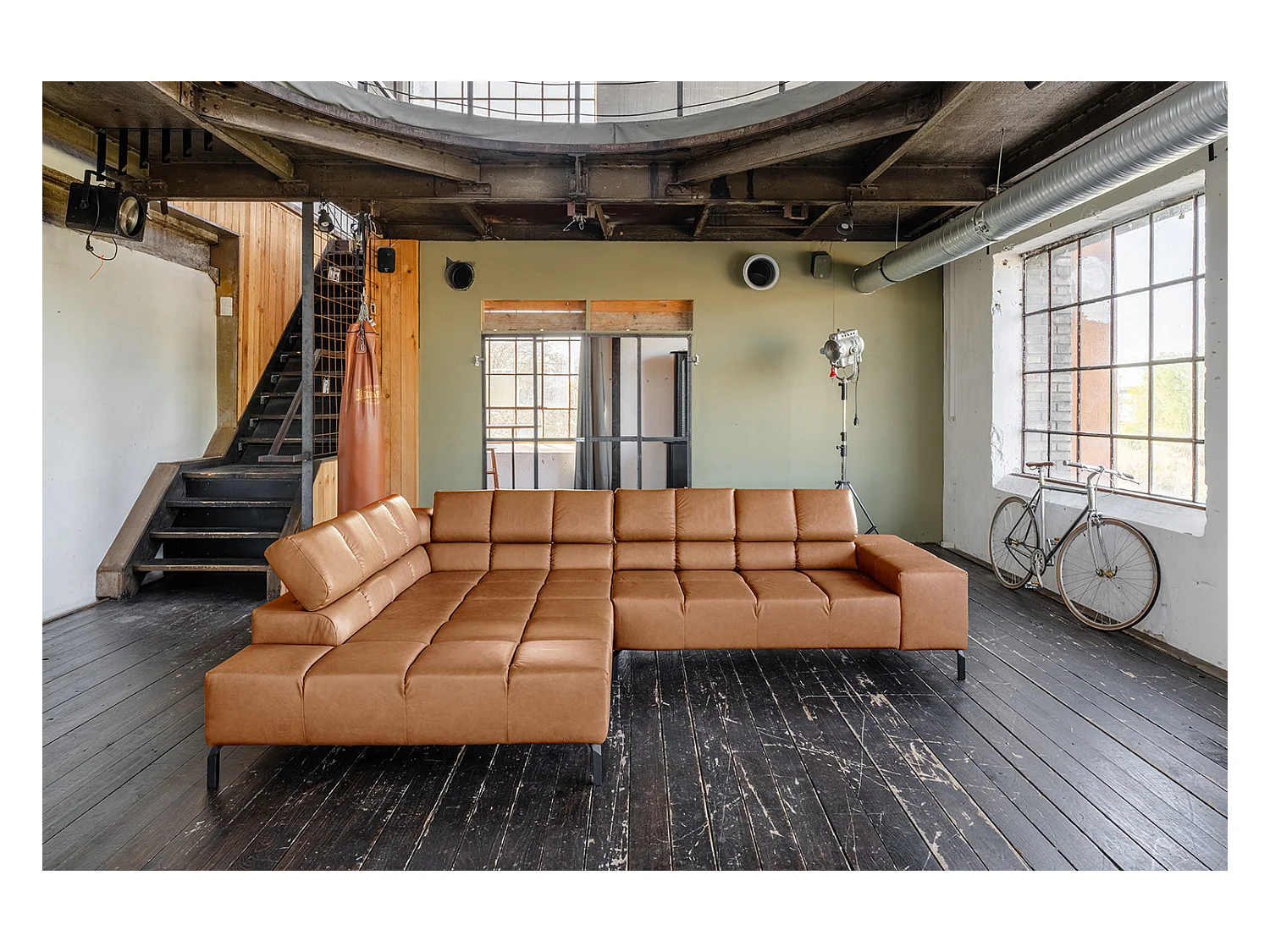 Ecksofa - Braun Leder - NELSON