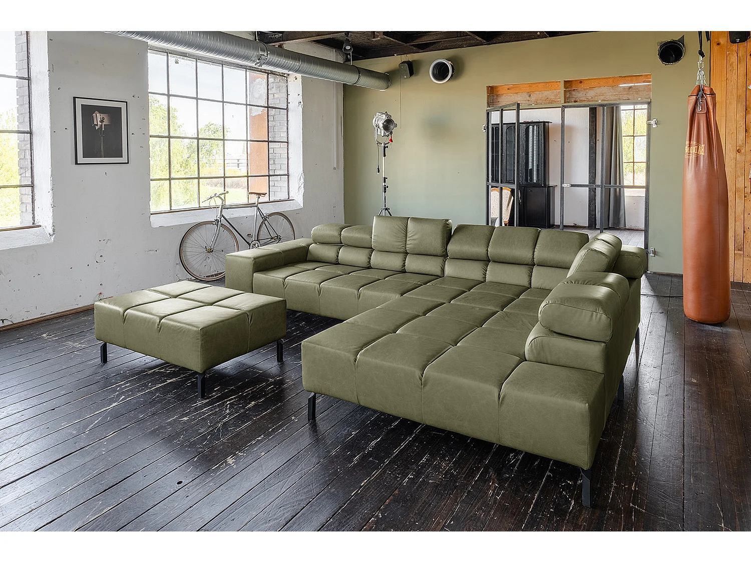 Ecksofa - Grün Leder - NELSON