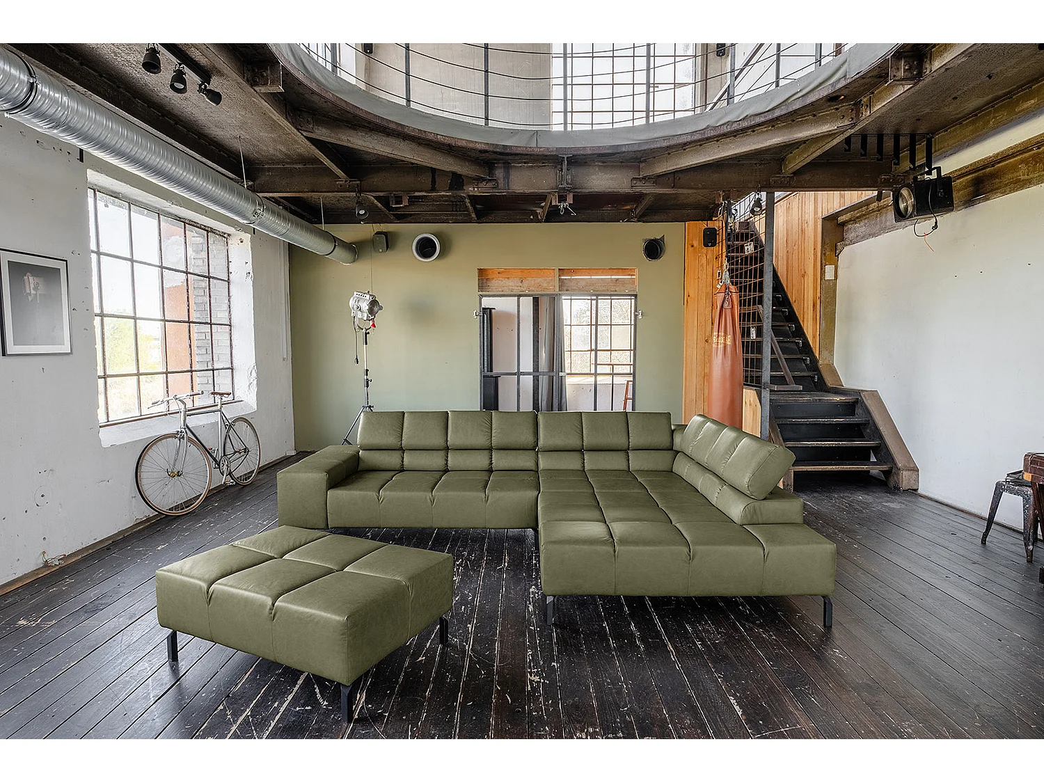 Ecksofa - Grün Leder - NELSON