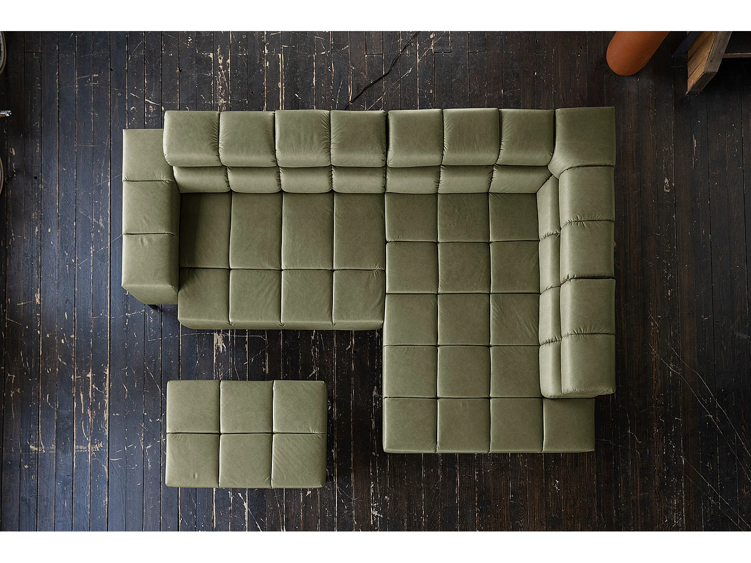 Ecksofa - Grün Leder - NELSON