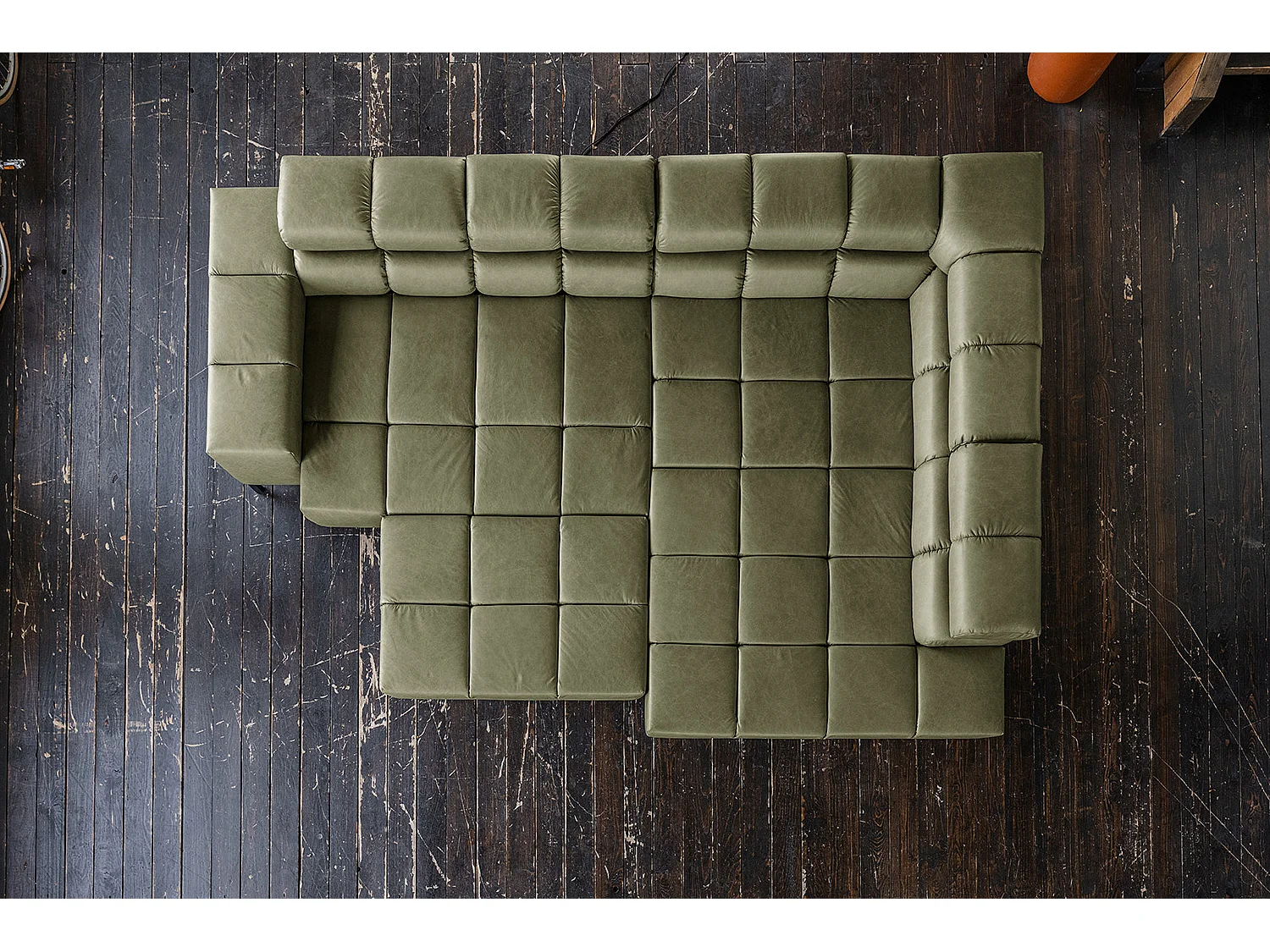 Ecksofa - Grün Leder - NELSON