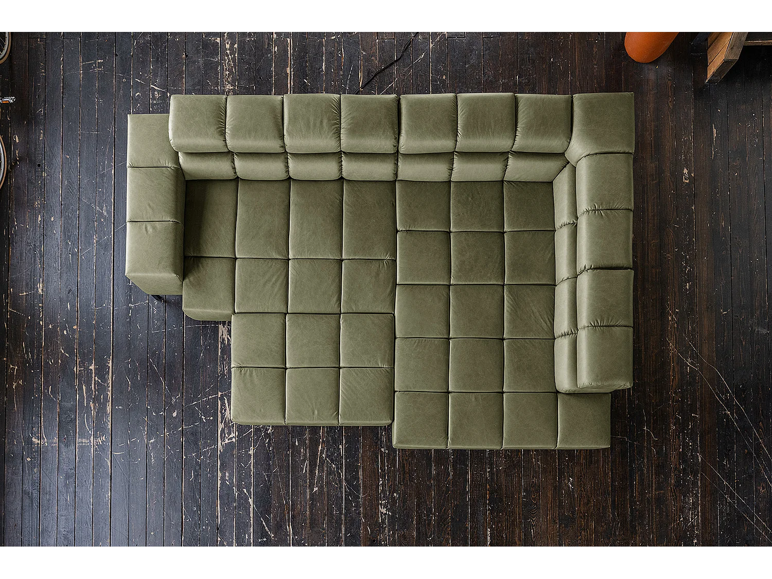 Canapé d'angle - Vert cuir - NELSON