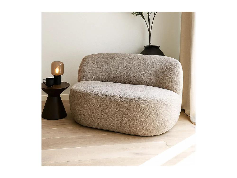 Mo - Banquette 2 places en tissu bouclette - Taupe