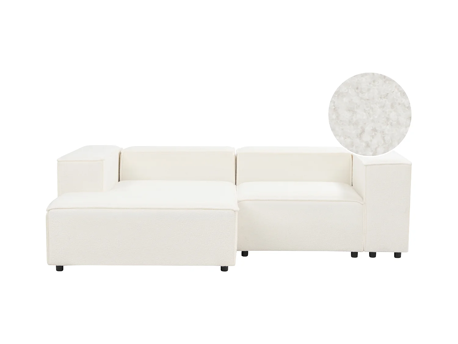 Canapé d'angle modulable 2 places ARDAL Bouclé Blanc Côté droit