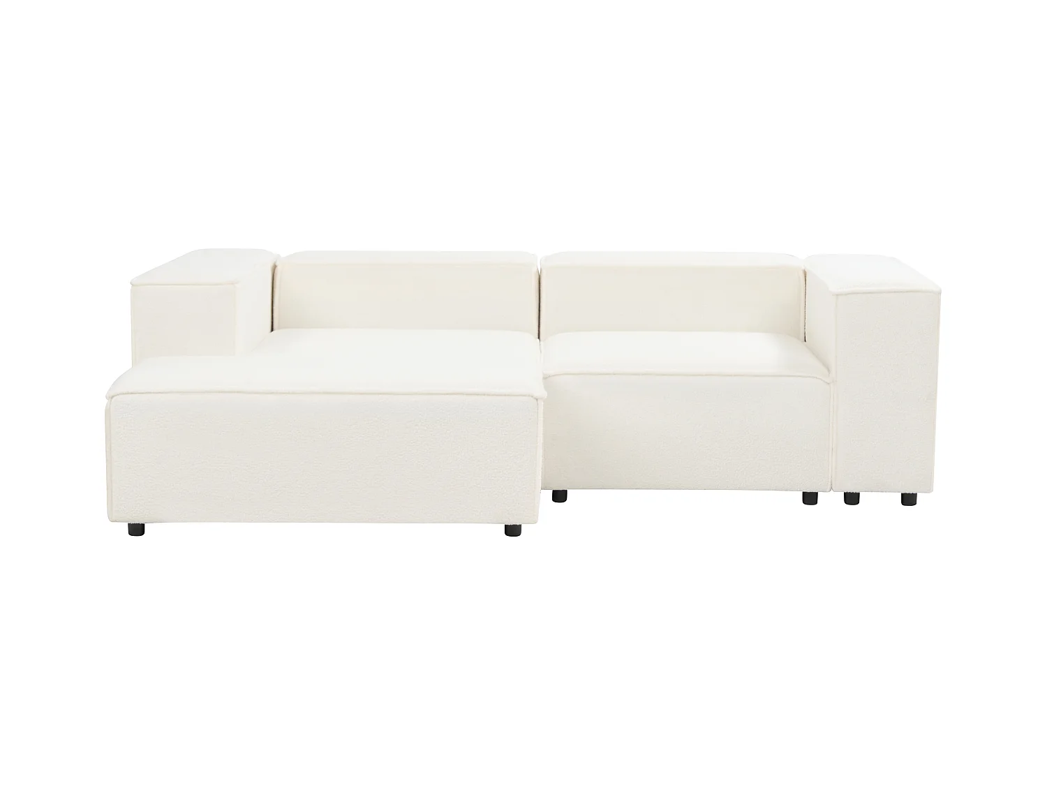 Canapé d'angle modulable 2 places ARDAL Bouclé Blanc Côté droit