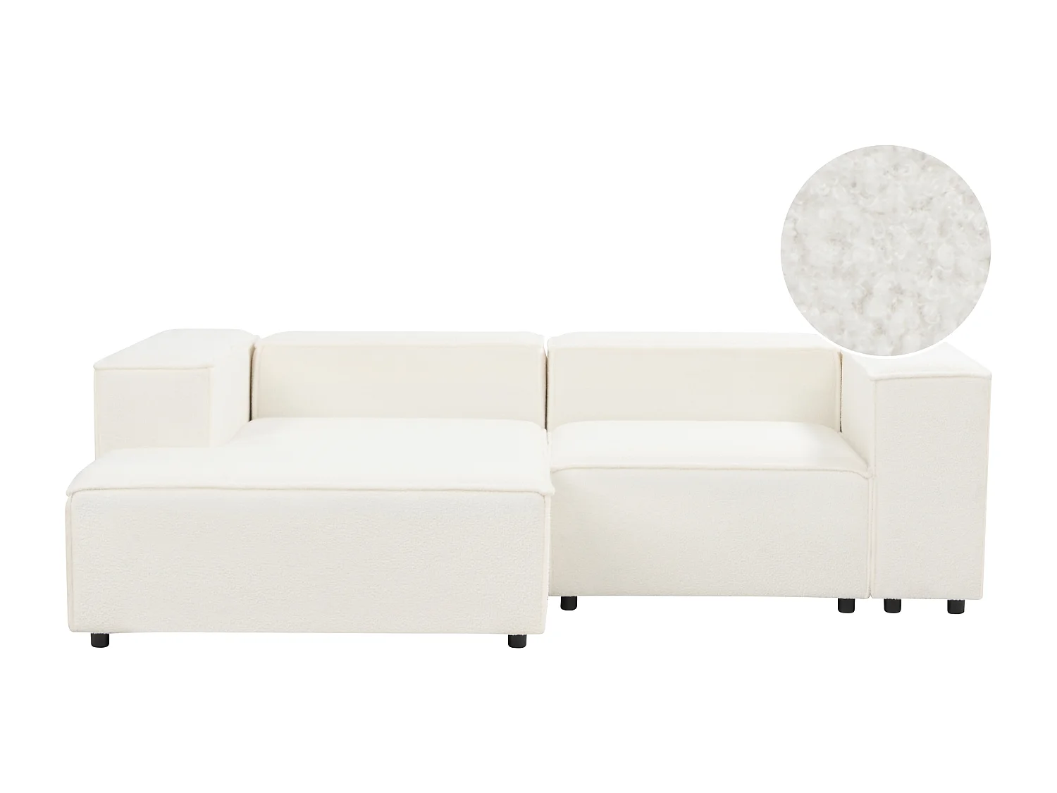 2-Sitzer Ecksofa Bouclé weiss rechtsseitig APRICA