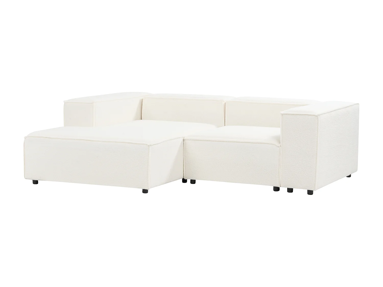 2-Sitzer Ecksofa Bouclé weiss rechtsseitig APRICA
