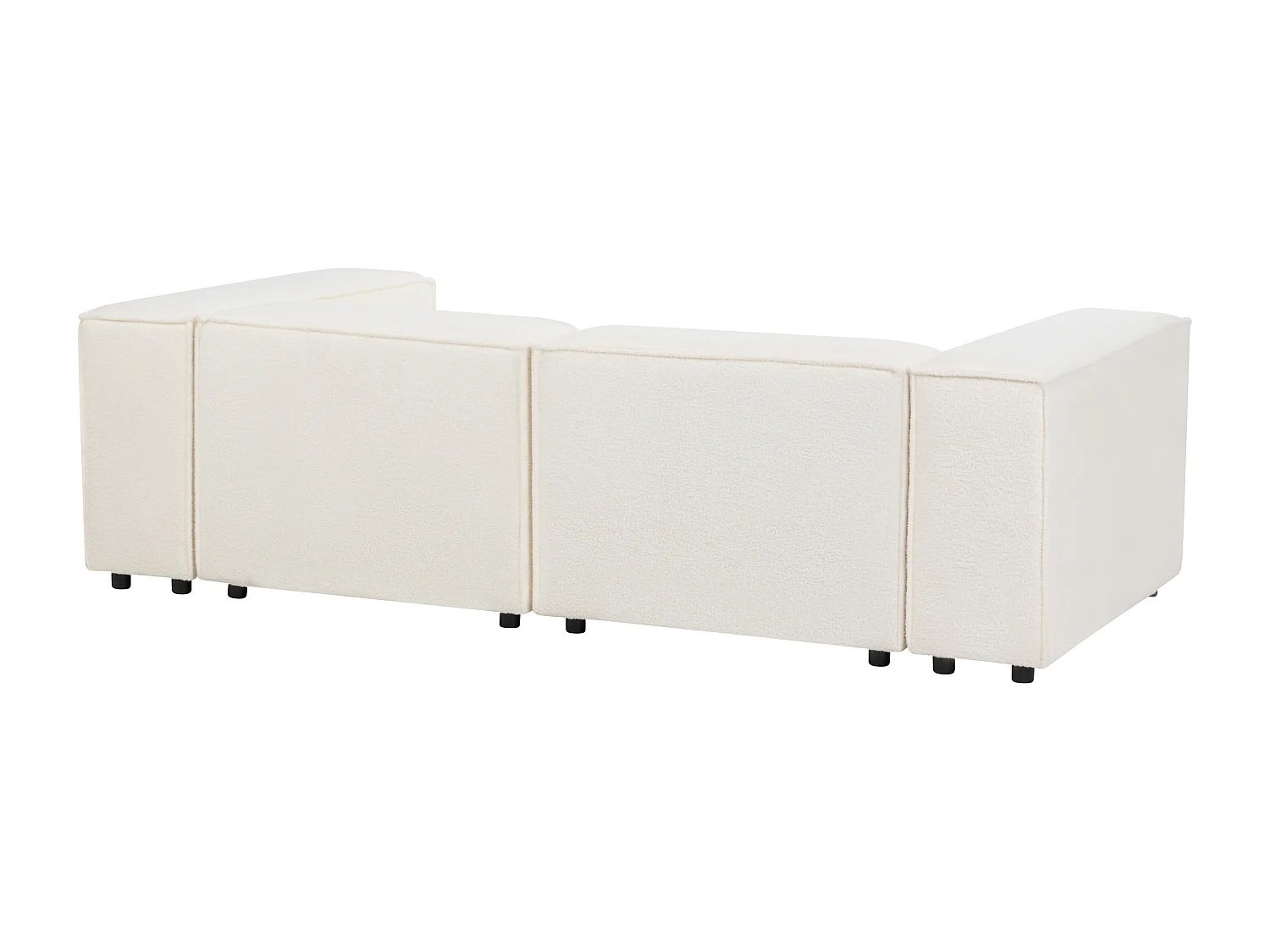 2-Sitzer Ecksofa Bouclé weiss rechtsseitig APRICA