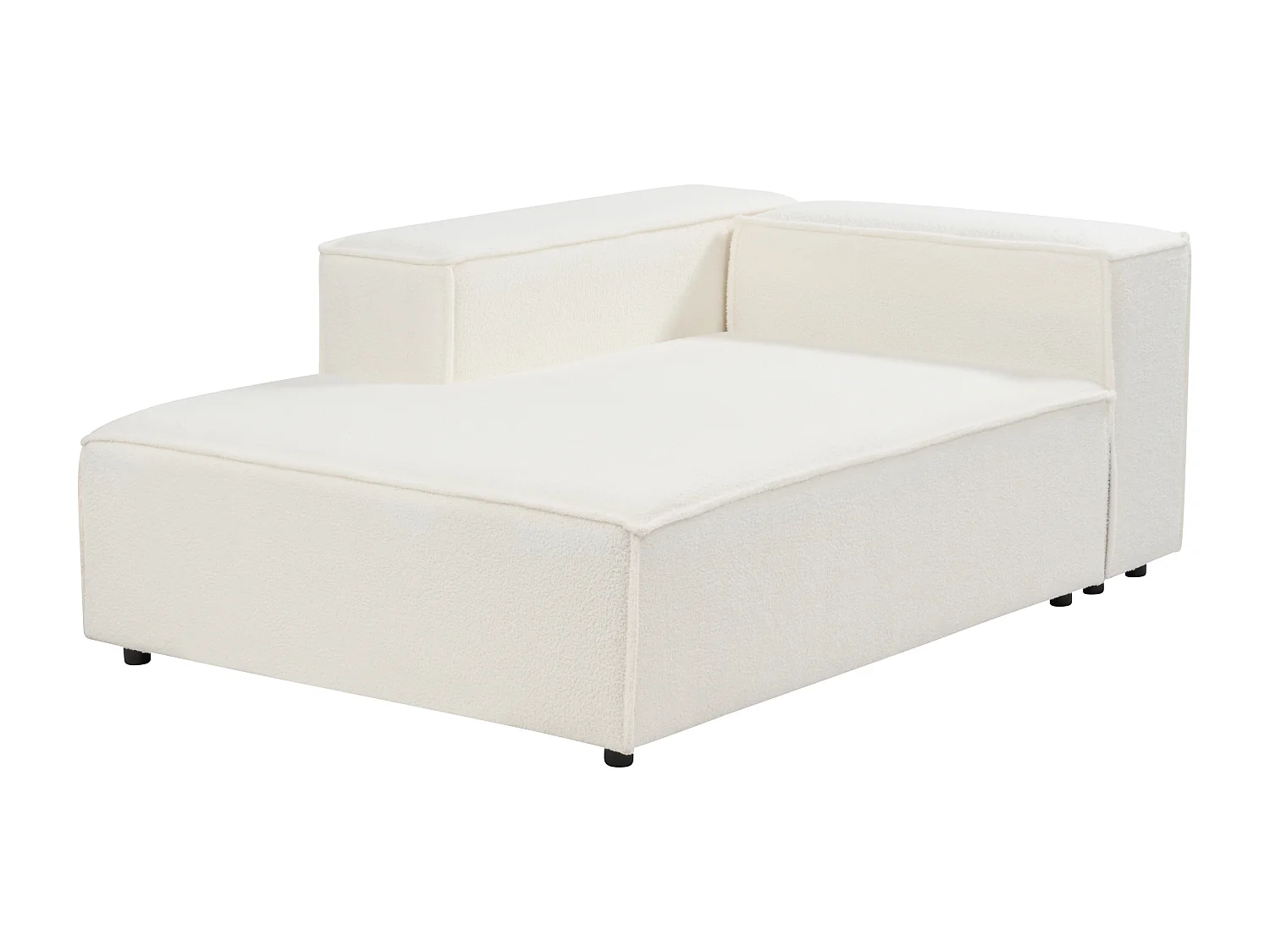 2-Sitzer Ecksofa Bouclé weiss rechtsseitig APRICA