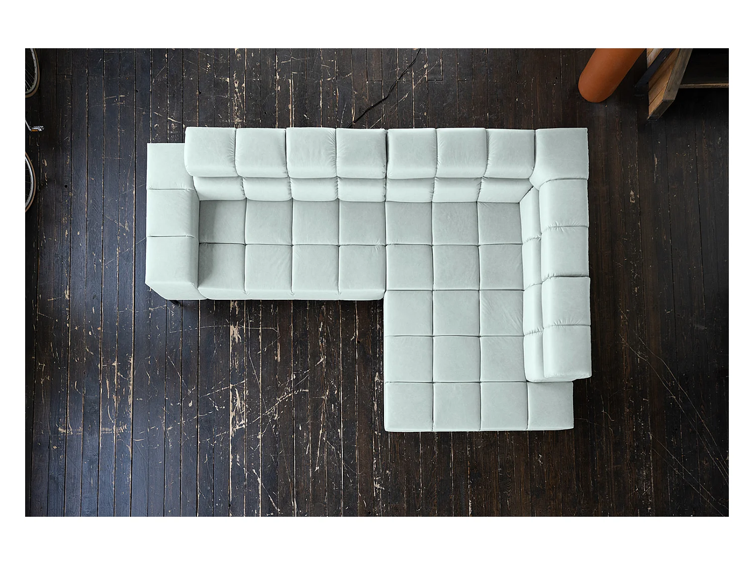 Canapé d'angle - bleu clair cuir - NELSON