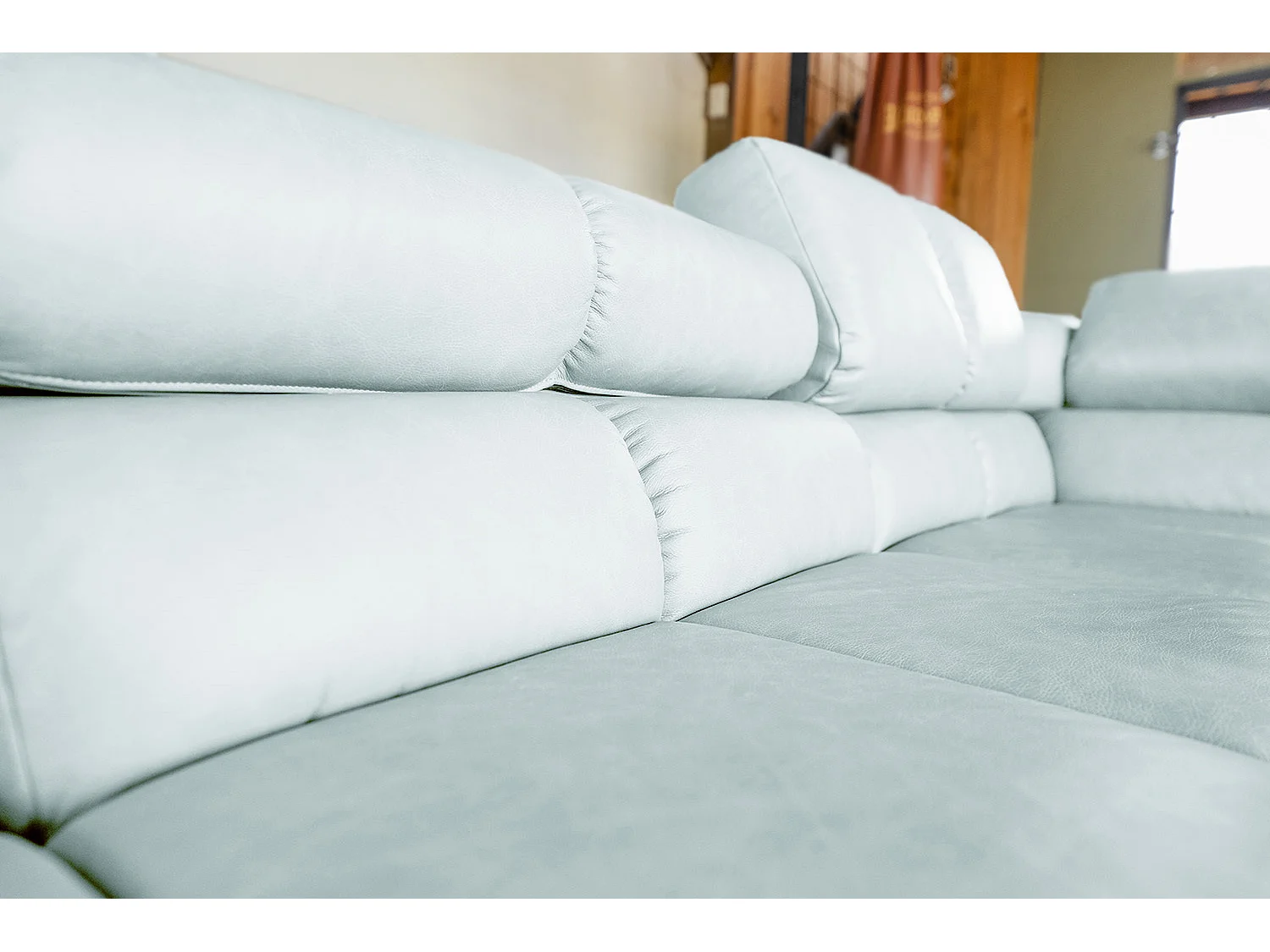 Ecksofa - Hellblau Leder - NELSON