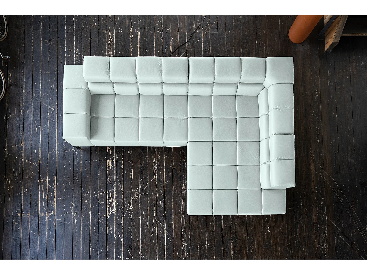 Canapé d'angle - bleu clair cuir - NELSON