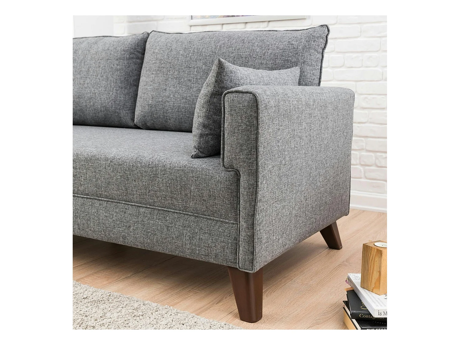 Canapé 2 places gris chiné - dos droit SPLIT