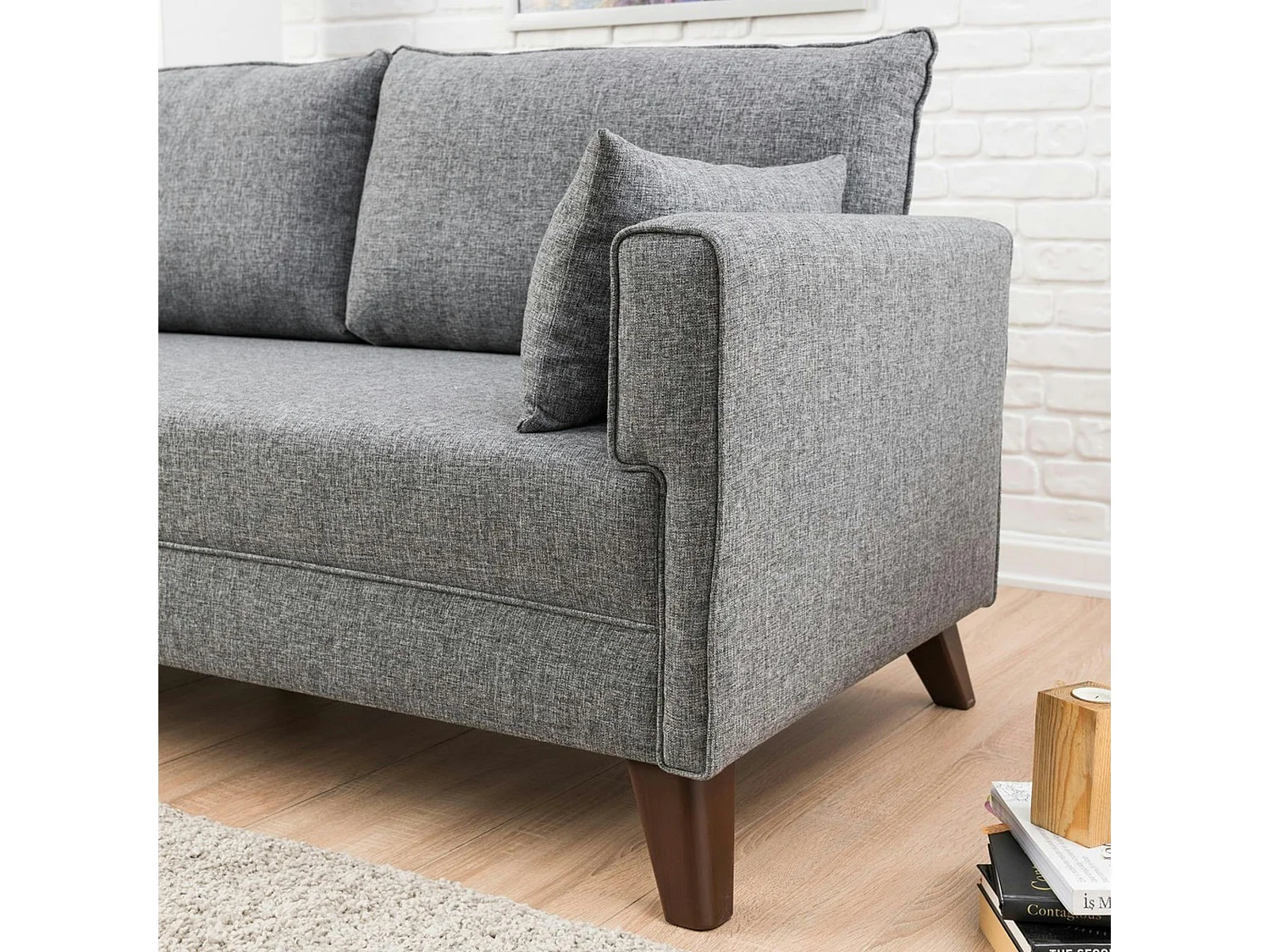 Canapé 2 places gris chiné - dos droit SPLIT