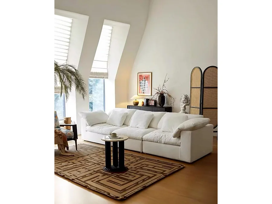 Cloud - Canapé 3 places en lin blanc