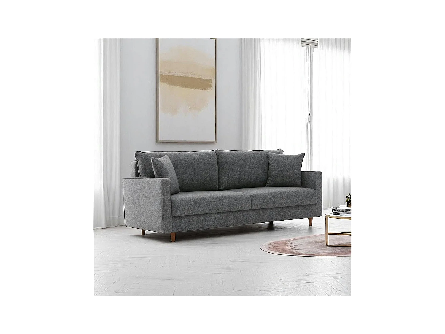 Canapé 3 places gris - dossier haut COMO