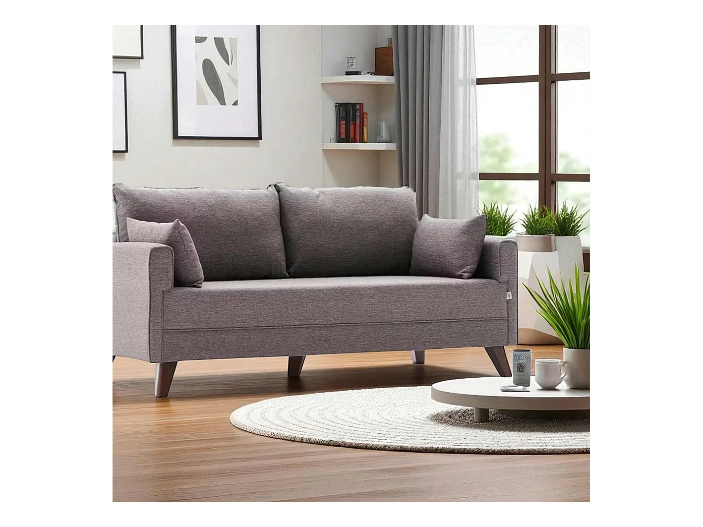 Canapé 2 places taupe clair - dos droit SPLIT