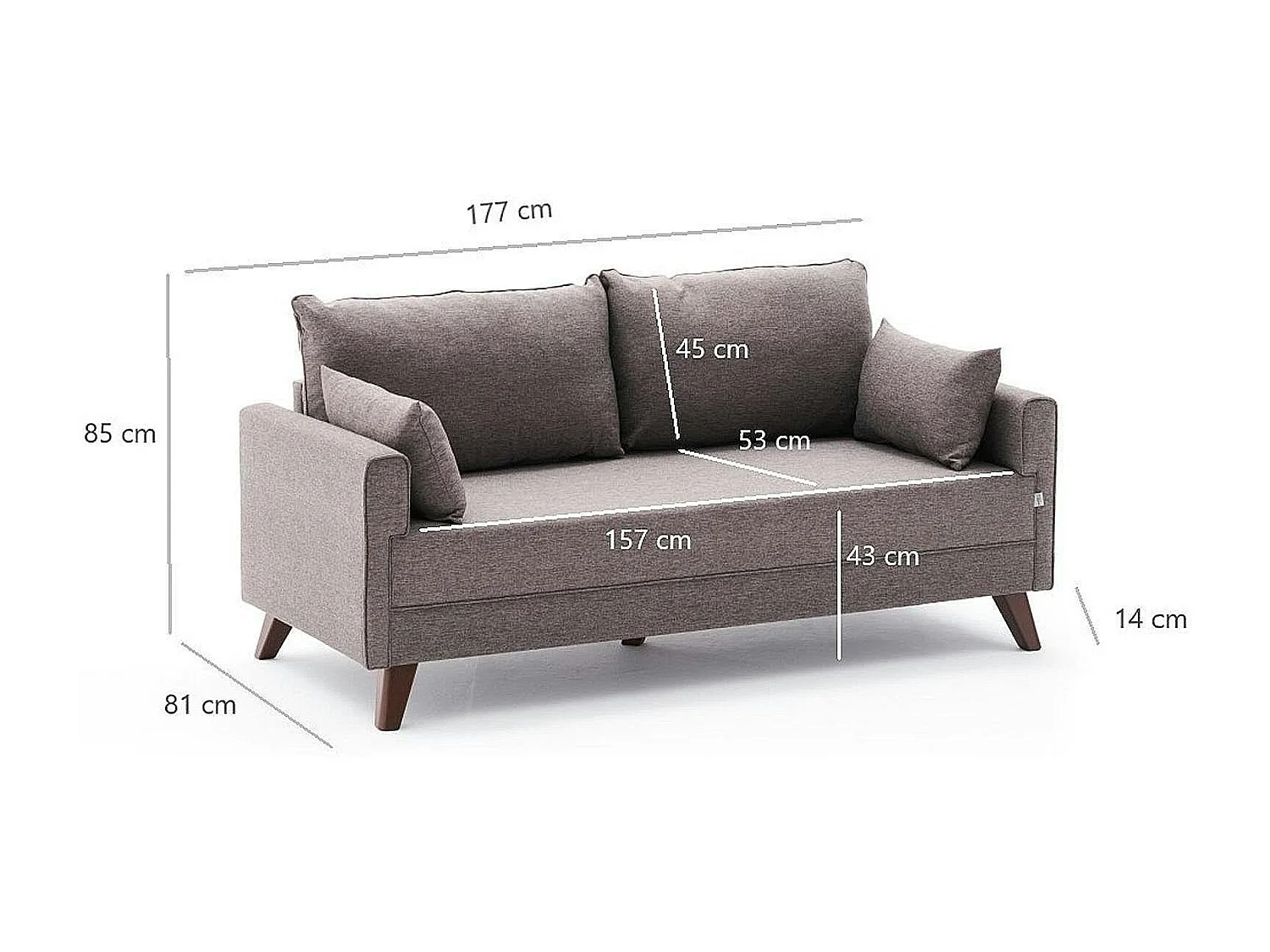 Canapé 2 places taupe clair - dos droit SPLIT