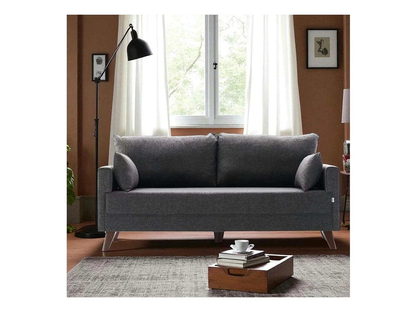 Canapé 2 places gris anthracite - dos droit SPLIT