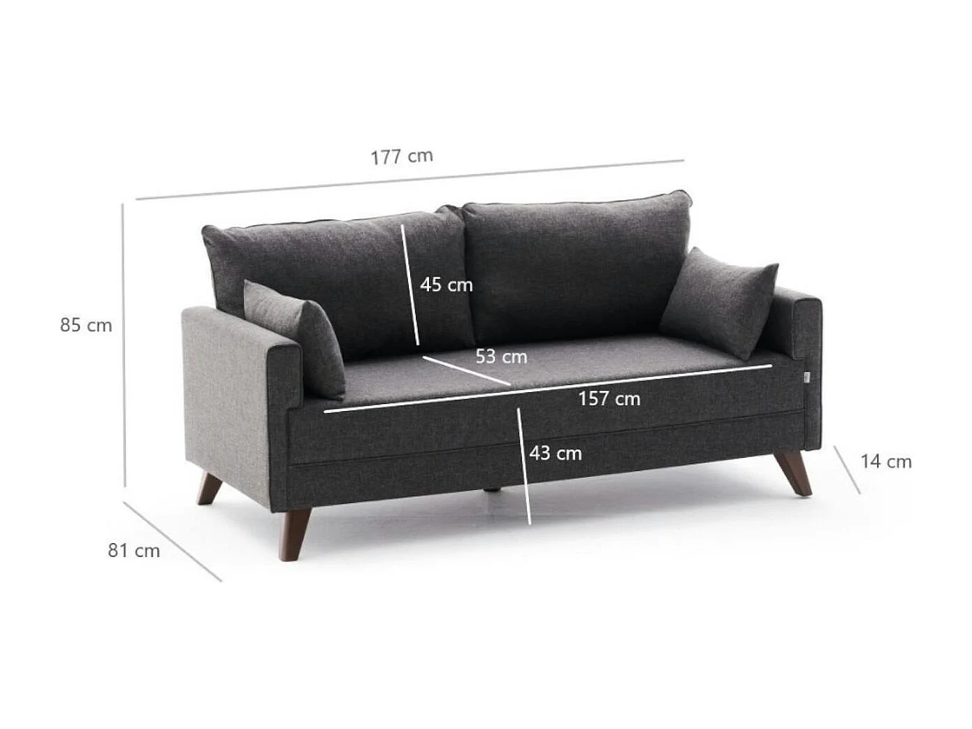 Canapé 2 places gris anthracite - dos droit SPLIT