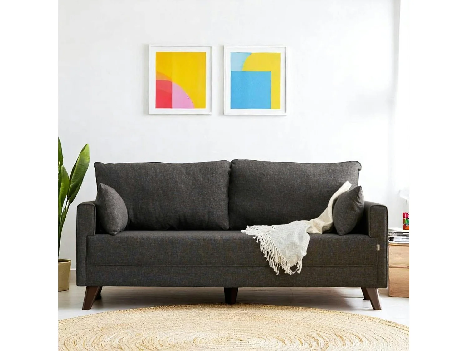 Canapé 2 places gris anthracite - dos droit SPLIT