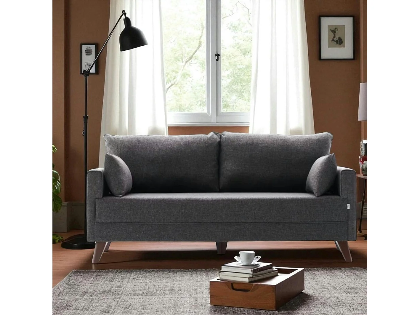 Canapé 2 places gris anthracite - dos droit SPLIT