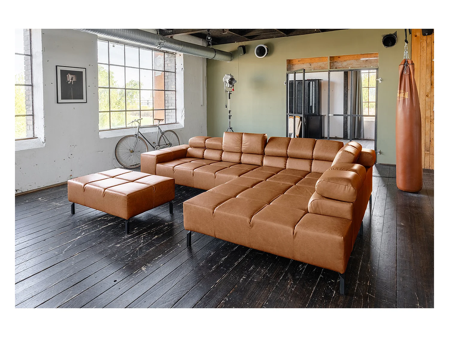 Ecksofa - Braun Leder - NELSON